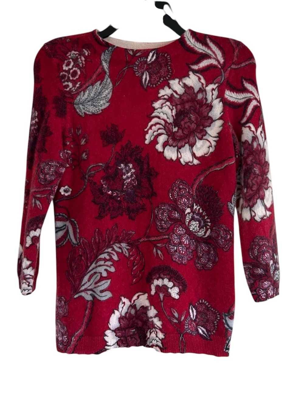 Talbots Floral Cashmere Multicolored Size Small Short Sleeve Crewneck Sweater
